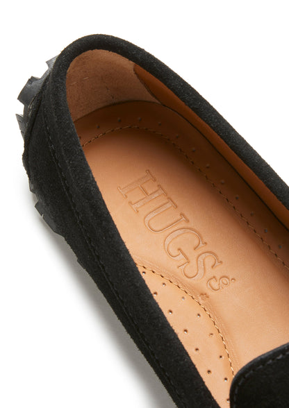 Hugs & Co Womens Tyre Sole Penny Loafers Black Suede EU 36-42 - Sole Detail - QHA UK