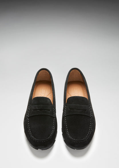 Hugs & Co Womens Tyre Sole Penny Loafers Black Suede EU 36-42 - Sole Detail - QHA UK