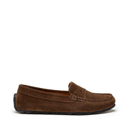 Hugs & Co Womens Tyre Sole Penny Loafers Brown Suede EU 36-42 - QHA UK