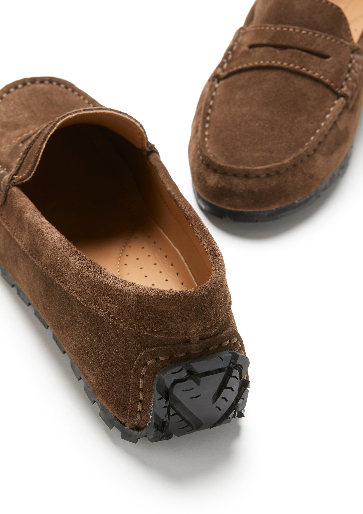 Hugs & Co Womens Tyre Sole Penny Loafers Brown Suede EU 36-42 - Sole Detail - QHA UK