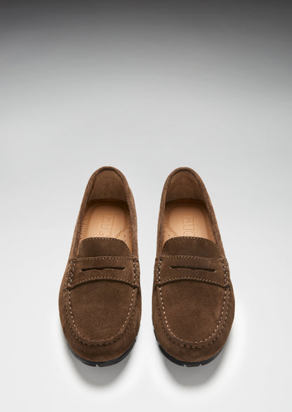 Hugs & Co Womens Tyre Sole Penny Loafers Brown Suede EU 36-42 - Sole Detail - QHA UK