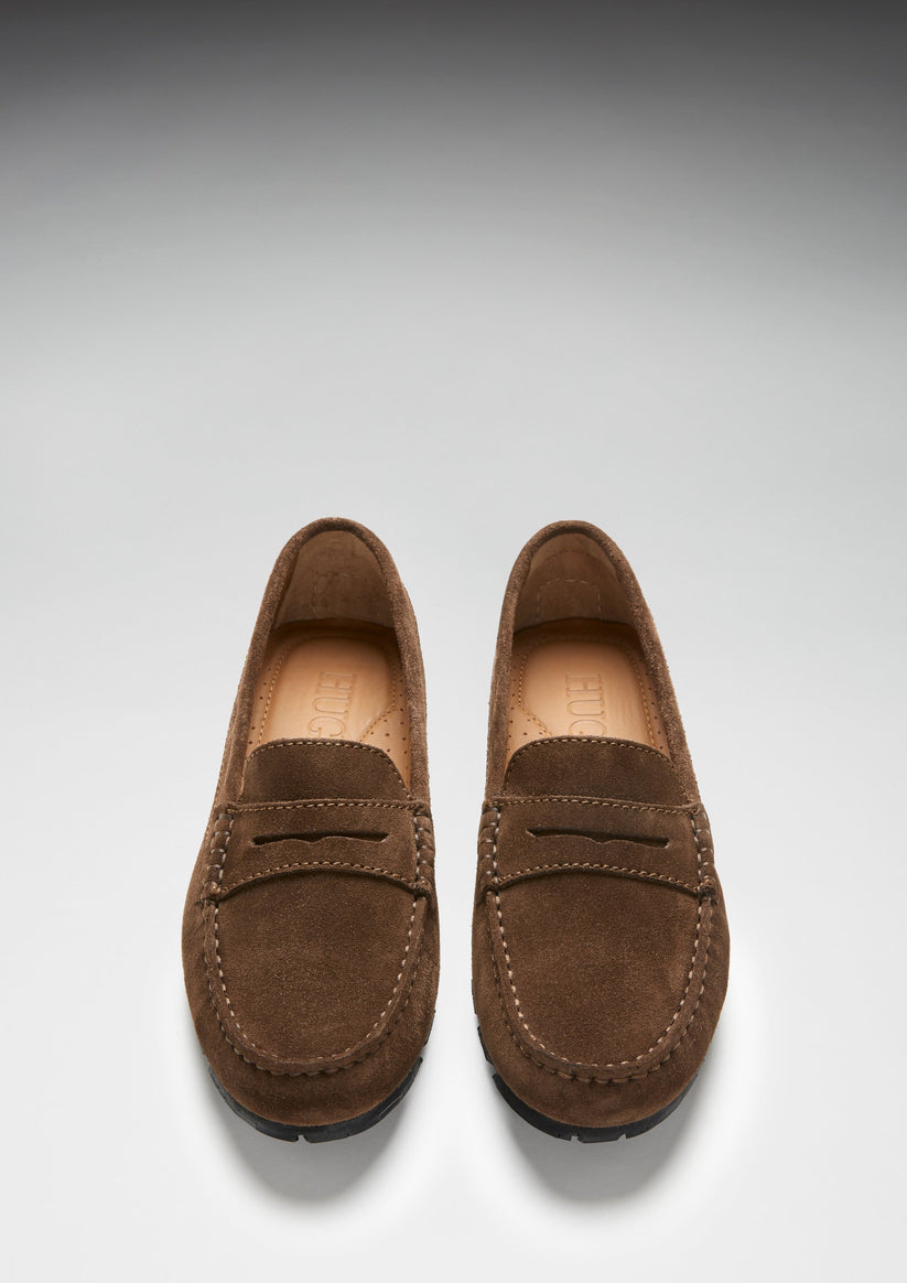 Hugs & Co Womens Tyre Sole Penny Loafers Brown Suede EU 36-42 - Sole Detail - QHA UK
