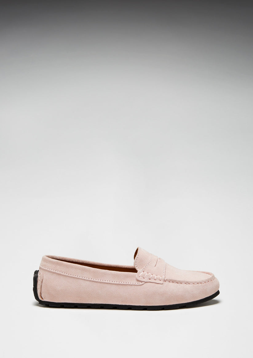 Hugs & Co Womens Tyre Sole Penny Loafers Ice Pink Suede EU 36-42 - Sole Detail - QHA UK
