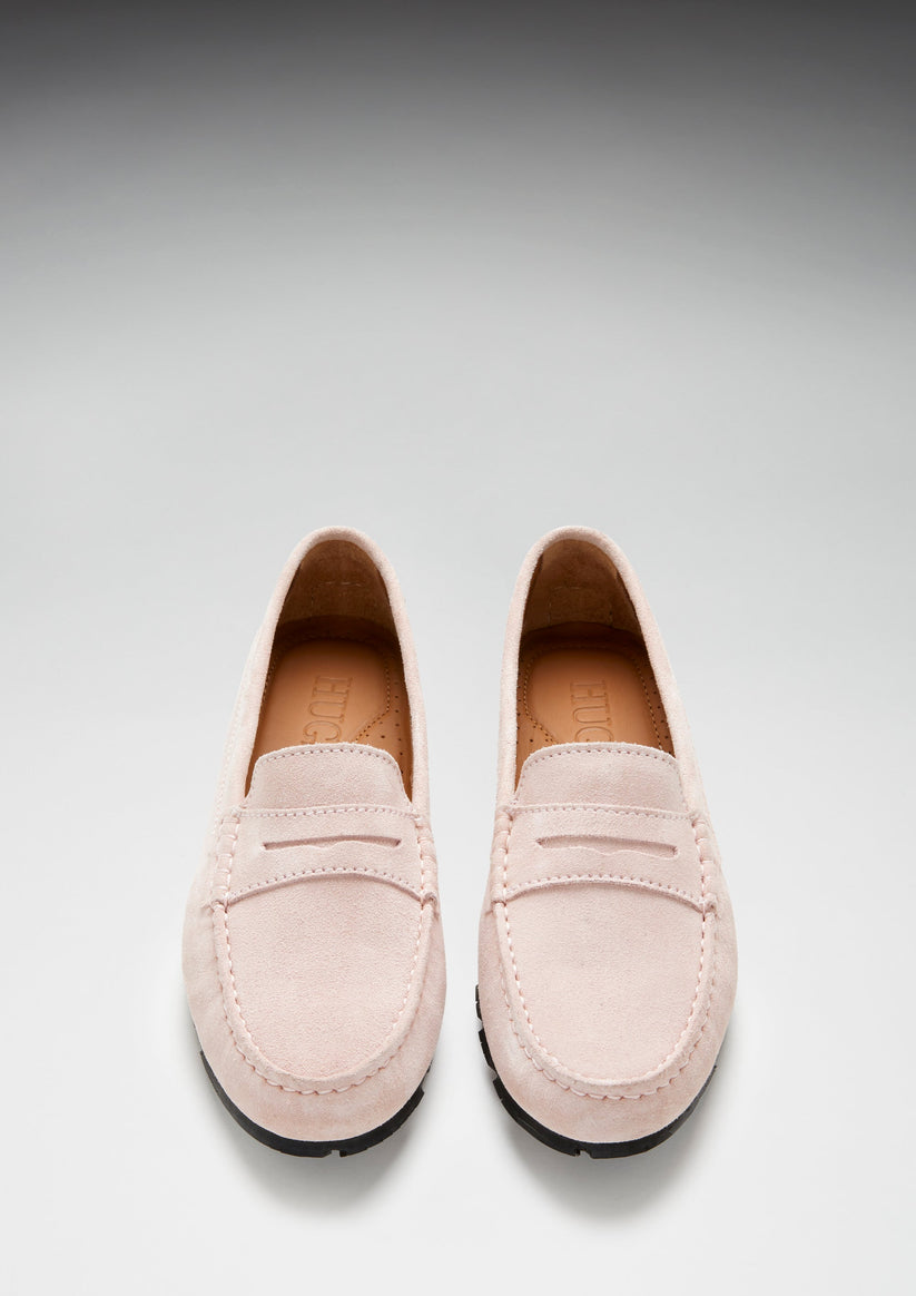 Hugs & Co Womens Tyre Sole Penny Loafers Ice Pink Suede EU 36-42 - Sole Detail - QHA UK