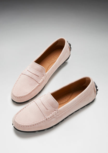 Hugs & Co Womens Tyre Sole Penny Loafers Ice Pink Suede EU 36-42 - Sole Detail - QHA UK