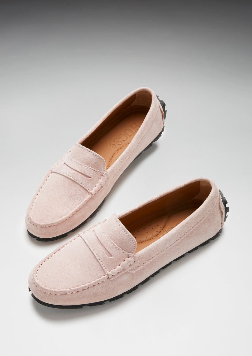 Hugs & Co Womens Tyre Sole Penny Loafers Ice Pink Suede EU 36-42 - Sole Detail - QHA UK