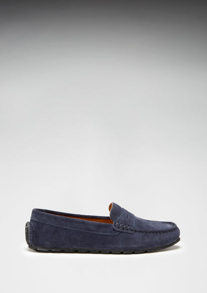 Hugs & Co Womens Tyre Sole Penny Loafers Navy Blue Suede EU 36-42 - Sole Detail - QHA UK
