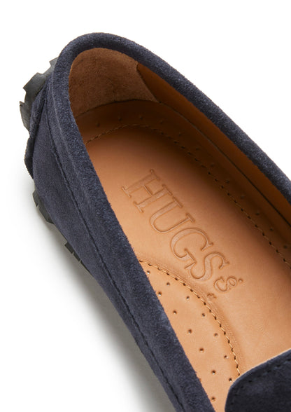 Hugs & Co Womens Tyre Sole Penny Loafers Navy Blue Suede EU 36-42 - Sole Detail - QHA UK