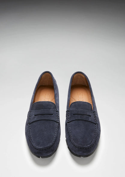 Hugs & Co Womens Tyre Sole Penny Loafers Navy Blue Suede EU 36-42 - Sole Detail - QHA UK