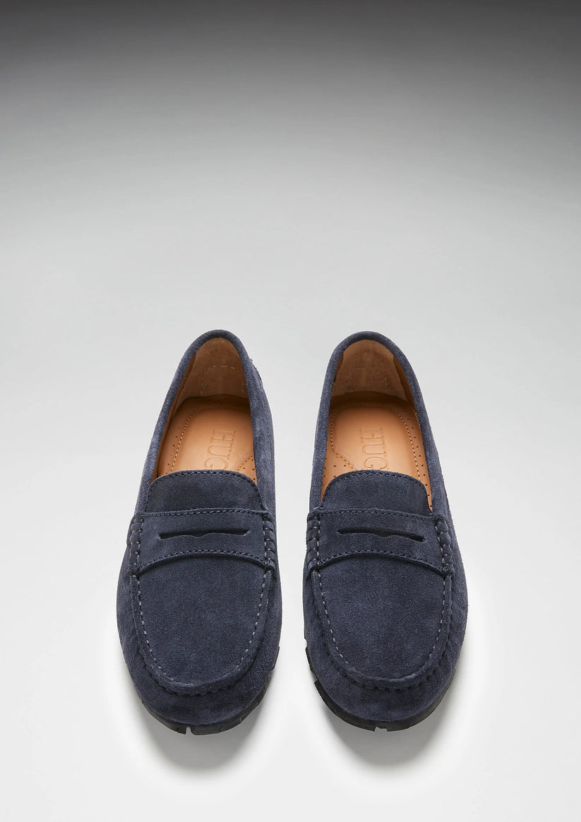 Hugs & Co Womens Tyre Sole Penny Loafers Navy Blue Suede EU 36-42 - Sole Detail - QHA UK