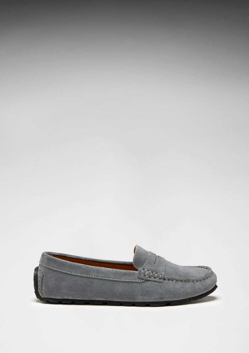 Hugs & Co Womens Tyre Sole Penny Loafers Slate Grey Suede EU 36-42 - Sole Detail - QHA UK