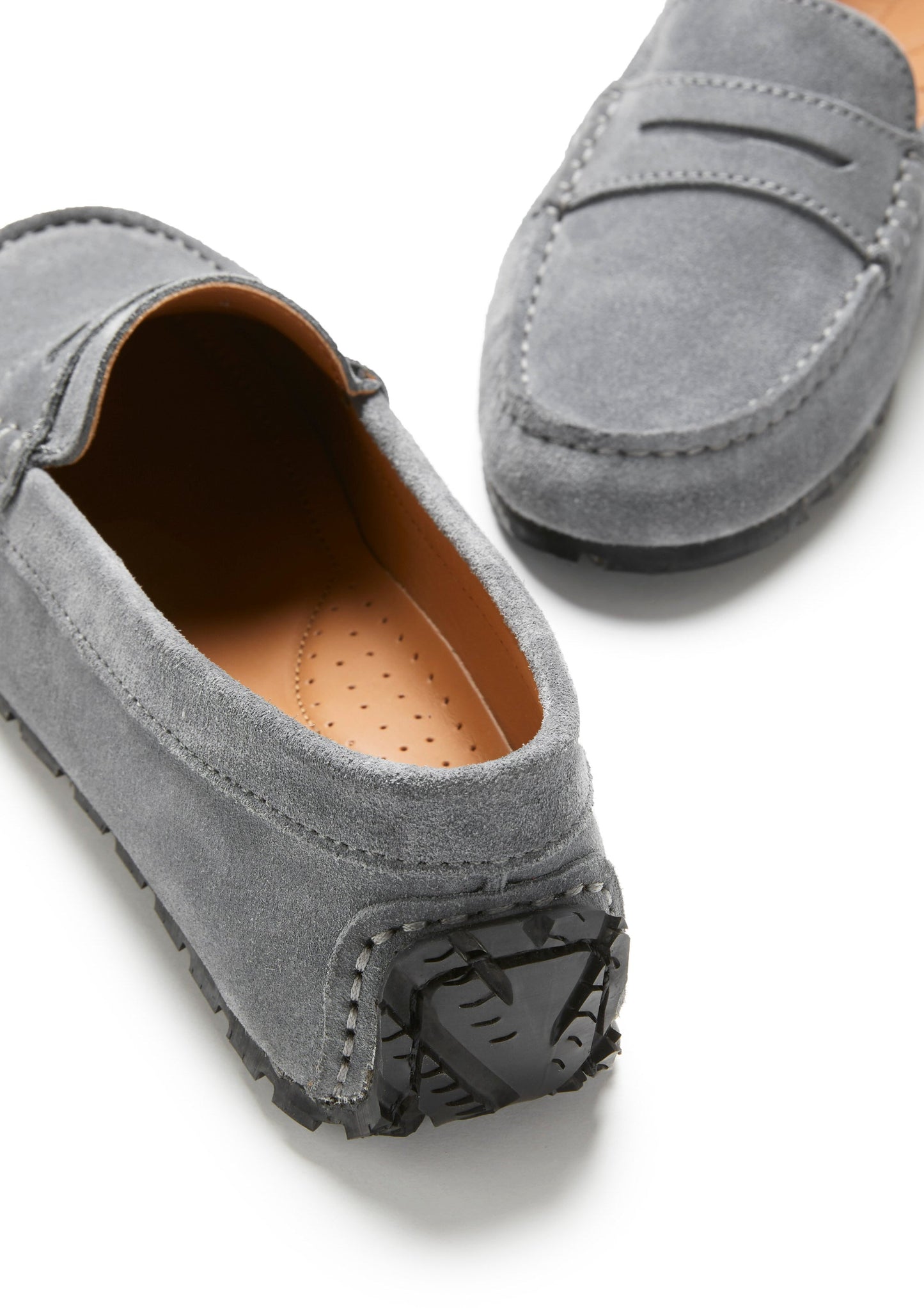 Hugs & Co Womens Tyre Sole Penny Loafers Slate Grey Suede EU 36-42 - Sole Detail - QHA UK
