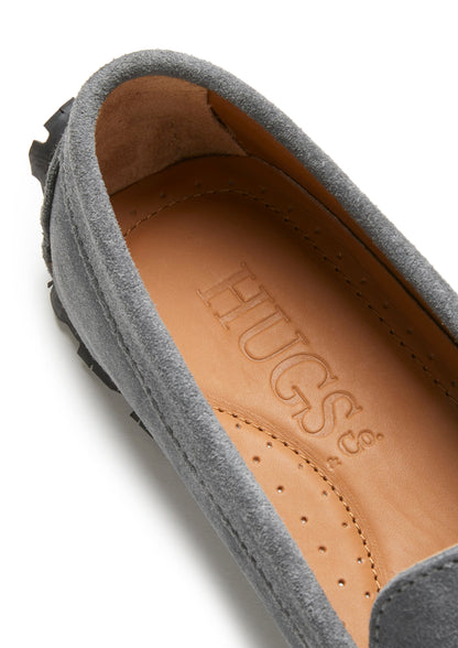 Hugs & Co Womens Tyre Sole Penny Loafers Slate Grey Suede EU 36-42 - Sole Detail - QHA UK