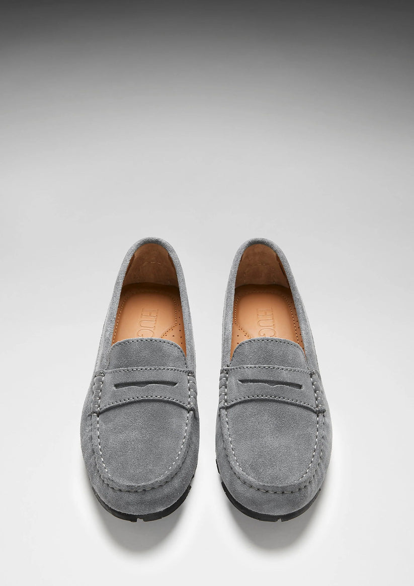 Hugs & Co Womens Tyre Sole Penny Loafers Slate Grey Suede EU 36-42 - Sole Detail - QHA UK