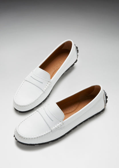 Hugs & Co Womens Tyre Sole Penny Loafers White Leather EU 36-42 - Sole Detail - QHA UK