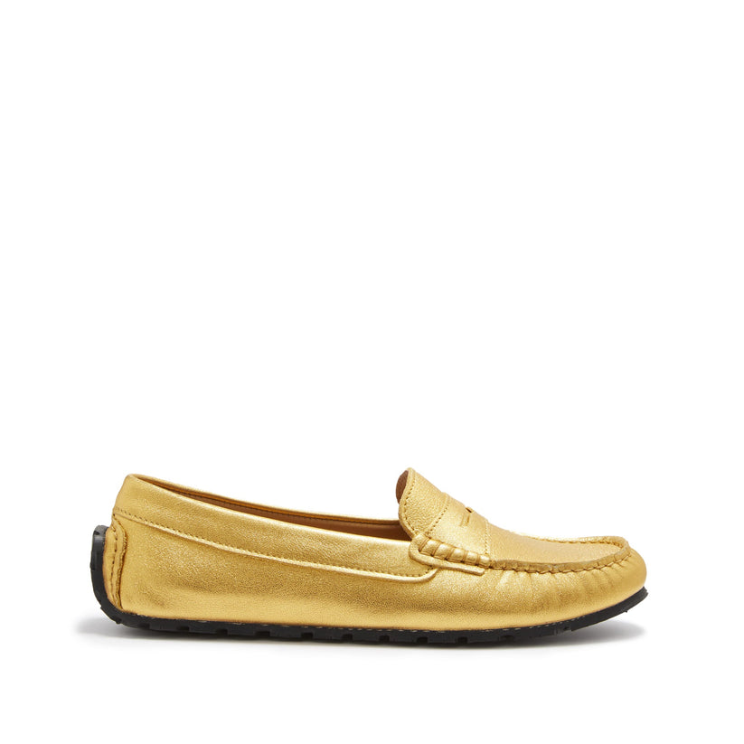 Hugs & Co Womens Tyre Sole Penny Loafers Yellow Gold Leather EU 36-42 - QHA UK