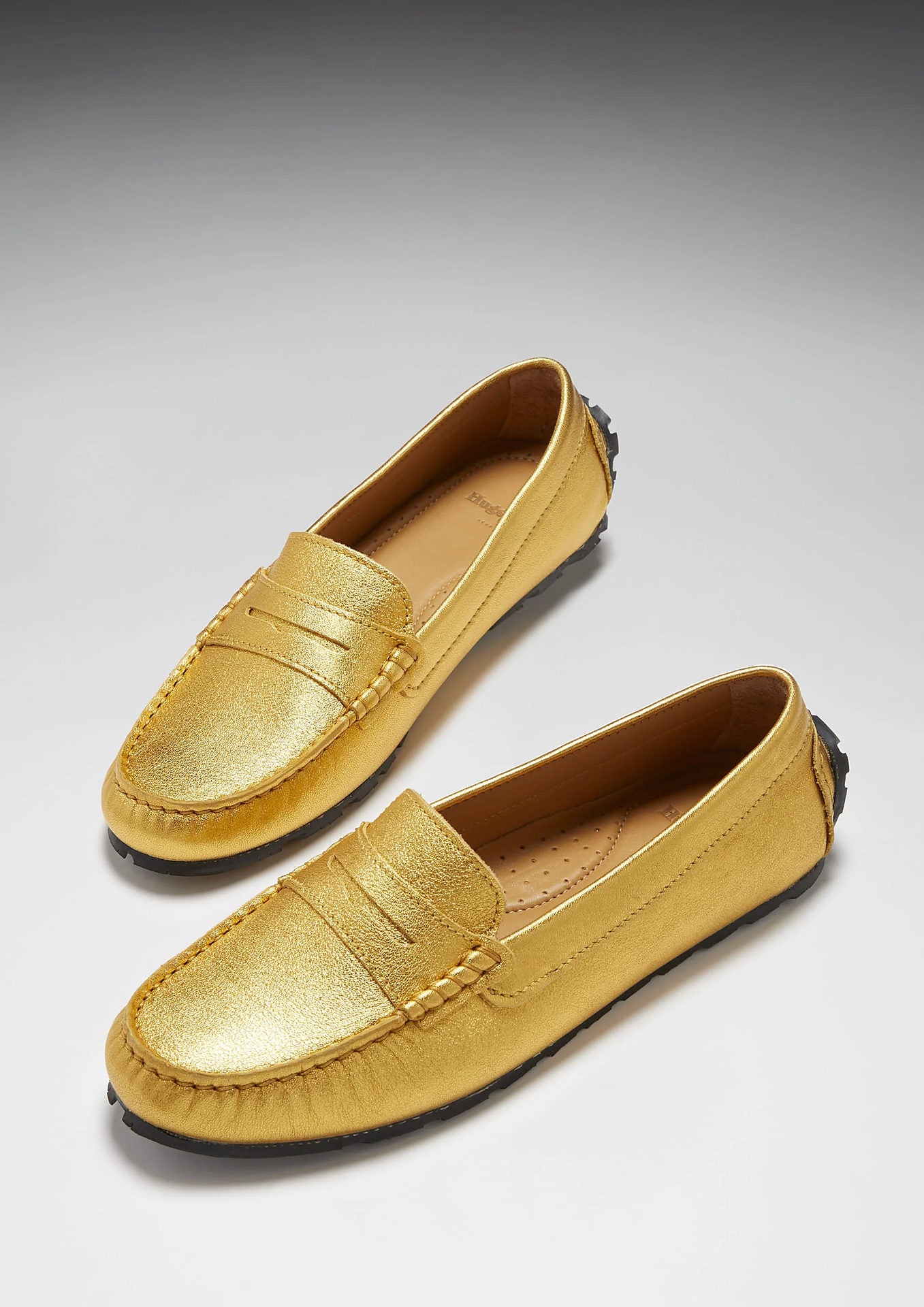 Hugs & Co Womens Tyre Sole Penny Loafers Yellow Gold Leather EU 36-42 - Sole Detail - QHA UK