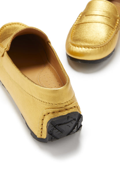 Hugs & Co Womens Tyre Sole Penny Loafers Yellow Gold Leather EU 36-42 - Sole Detail - QHA UK