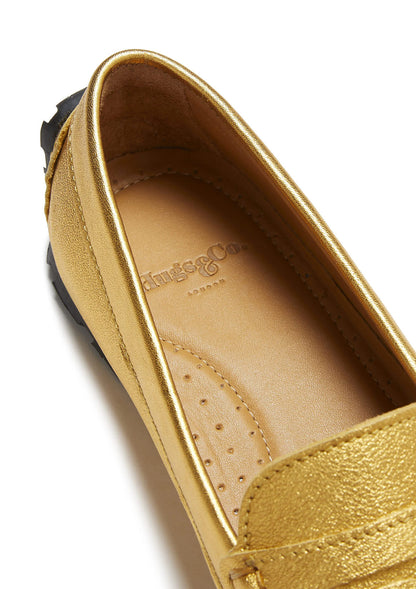 Hugs & Co Womens Tyre Sole Penny Loafers Yellow Gold Leather EU 36-42 - Sole Detail - QHA UK