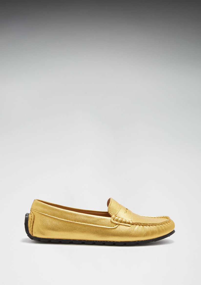 Hugs & Co Womens Tyre Sole Penny Loafers Yellow Gold Leather EU 36-42 - Sole Detail - QHA UK