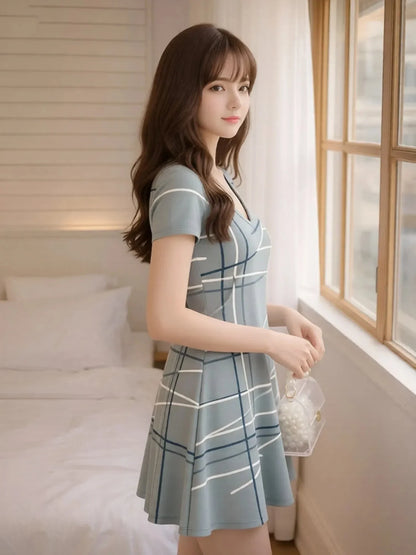 Womens Floral V Neck Short Sleeve A Line Mini Dress XS to XXL - Collar Detail - QHA UK