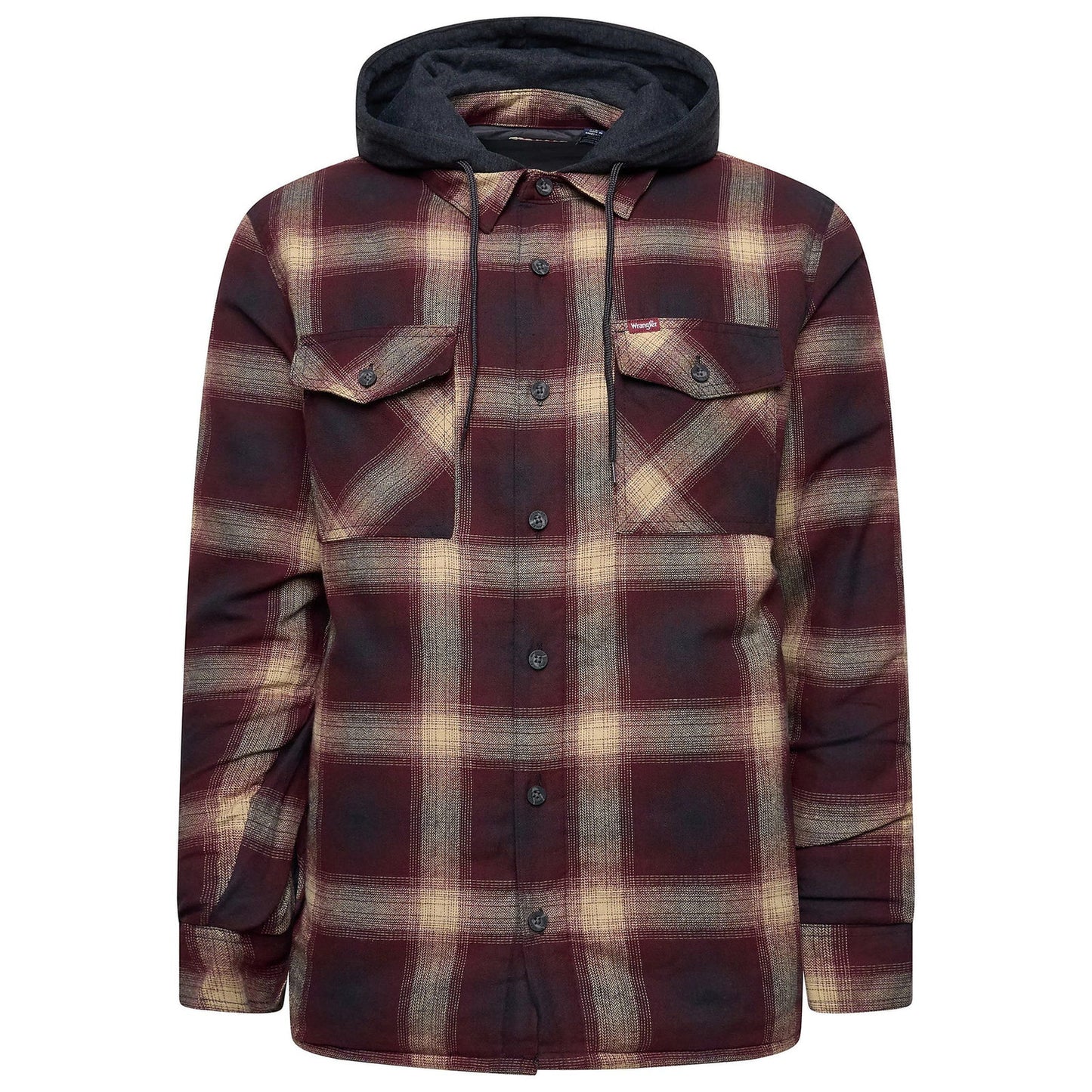 Wrangler Men's Hooded Padded Check Shacket | Overshirt Jacket | S–3XL - QHA UK