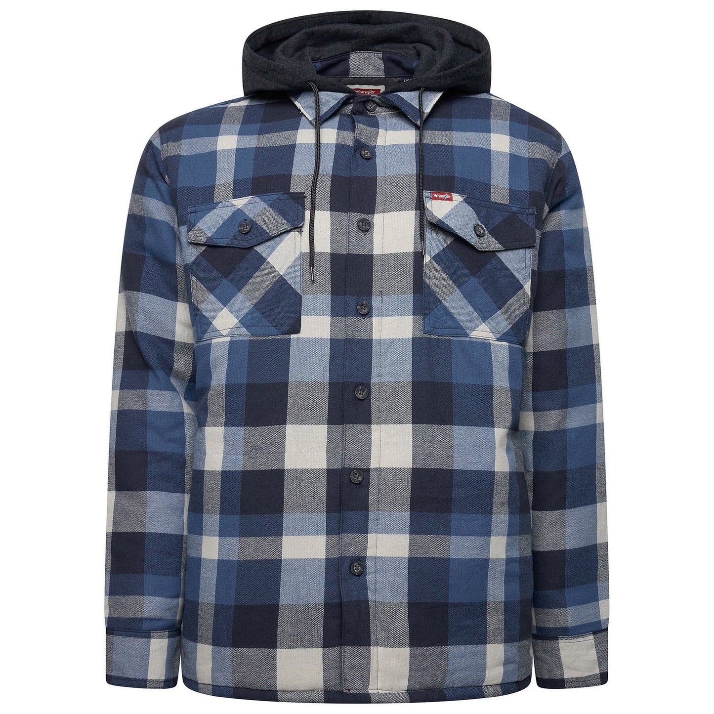Wrangler Men's Hooded Padded Check Shacket | Overshirt Jacket | S–3XL - QHA UK