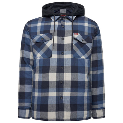 Wrangler Men's Hooded Padded Check Shacket | Overshirt Jacket | S–3XL - QHA UK
