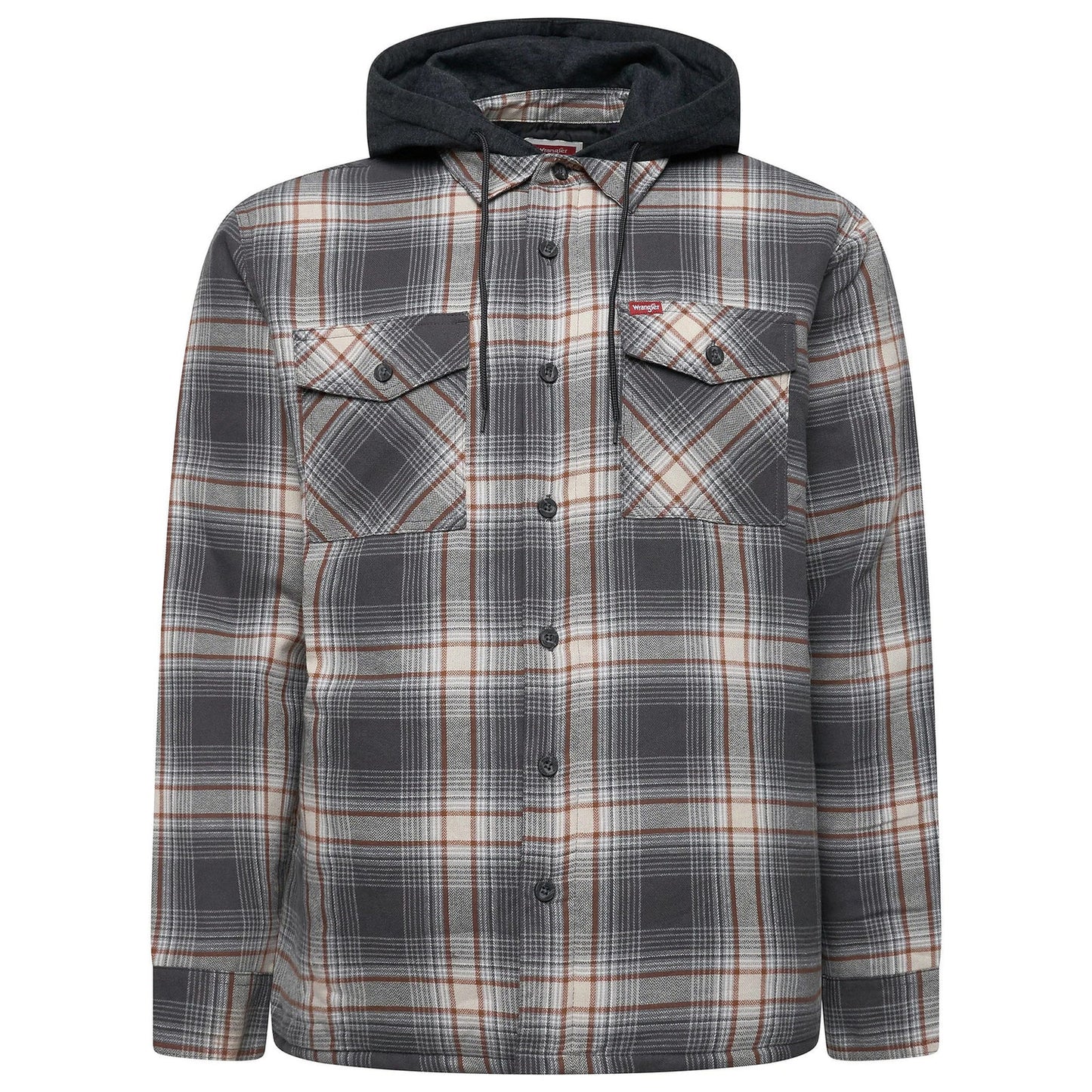 Wrangler Men's Hooded Padded Check Shacket | Overshirt Jacket | S–3XL - QHA UK