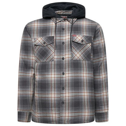 Wrangler Men's Hooded Padded Check Shacket | Overshirt Jacket | S–3XL - QHA UK