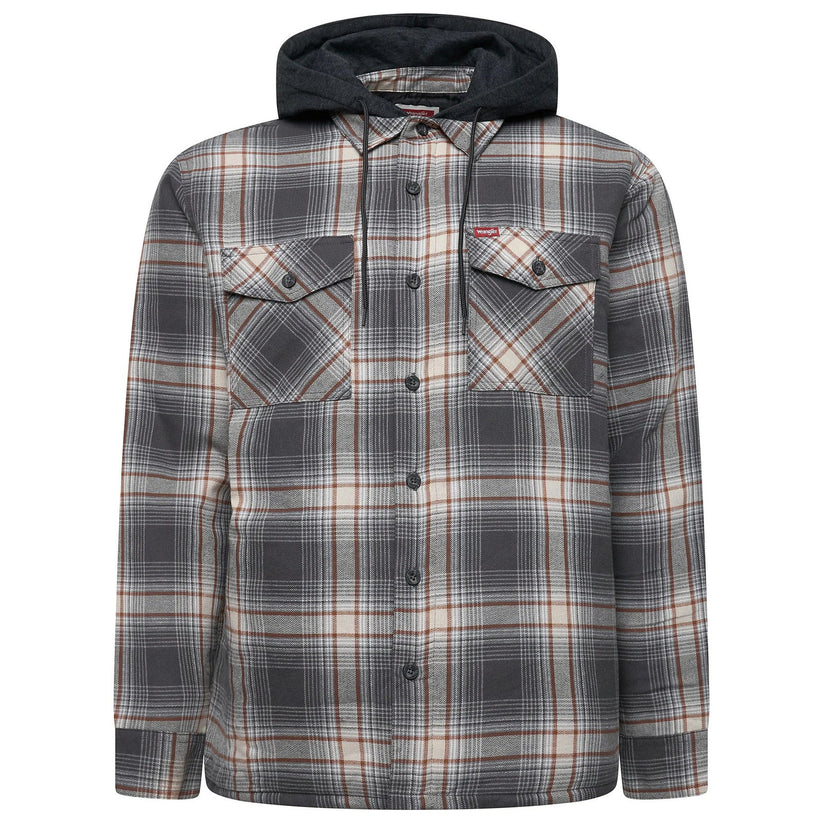 Wrangler Men's Hooded Padded Check Shacket | Overshirt Jacket | S–3XL - QHA UK