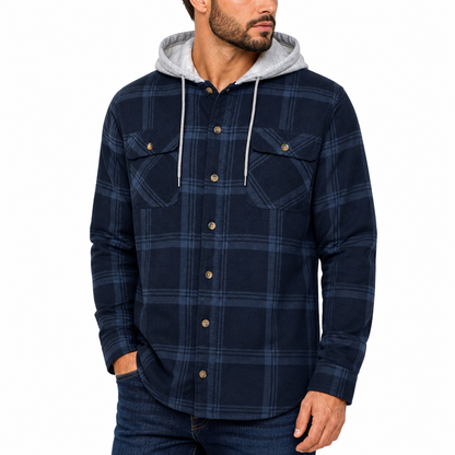 Wrangler Men's Hooded Padded Check Shirt Jacket | Shacket | S–3XL - QHA UK