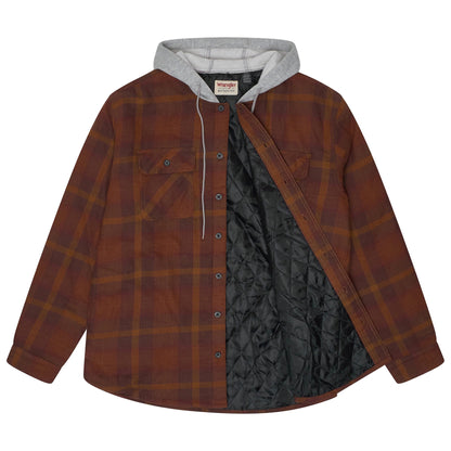Wrangler Men's Hooded Padded Check Shirt Jacket | Shacket | S–3XL - QHA UK