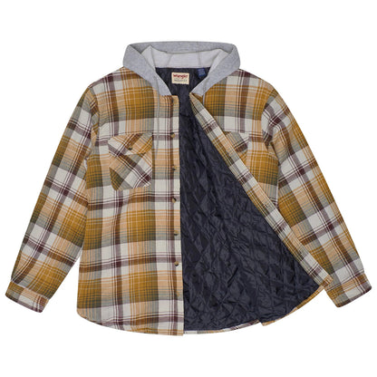 Wrangler Men's Hooded Padded Check Shirt Jacket | Shacket | S–3XL - QHA UK