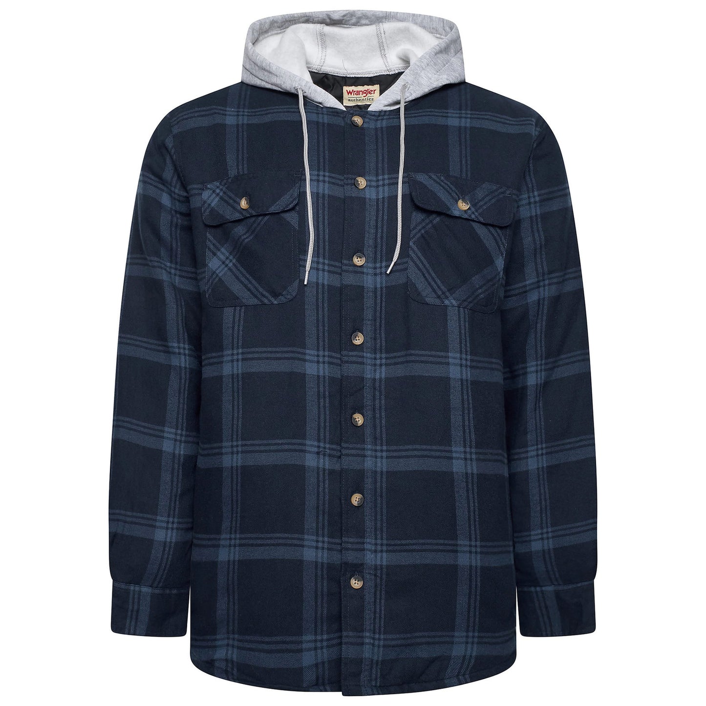 Wrangler Men's Hooded Padded Check Shirt Jacket | Shacket | S–3XL - QHA UK