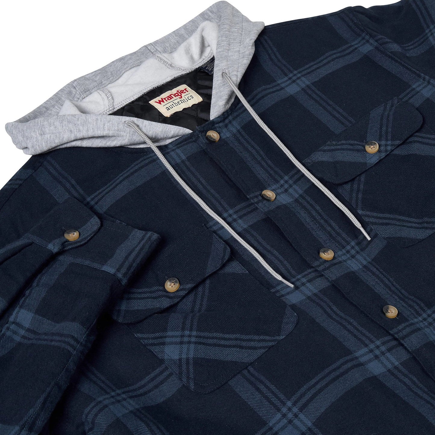 Wrangler Men's Hooded Padded Check Shirt Jacket | Shacket | S–3XL - QHA UK