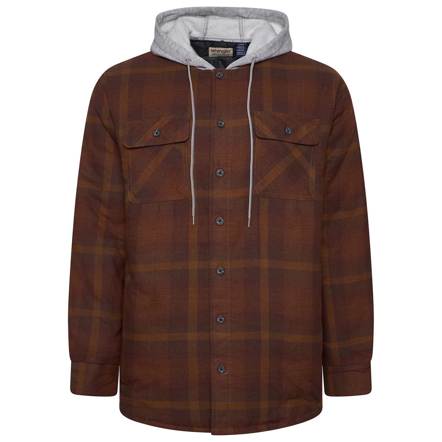 Wrangler Men's Hooded Padded Check Shirt Jacket | Shacket | S–3XL - QHA UK