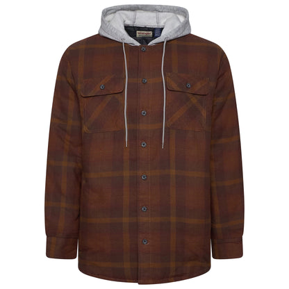 Wrangler Men's Hooded Padded Check Shirt Jacket | Shacket | S–3XL - QHA UK