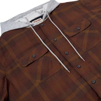 Wrangler Men's Hooded Padded Check Shirt Jacket | Shacket | S–3XL - QHA UK