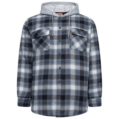 Wrangler Men's Hooded Padded Check Shirt Jacket | Shacket | S–3XL - QHA UK