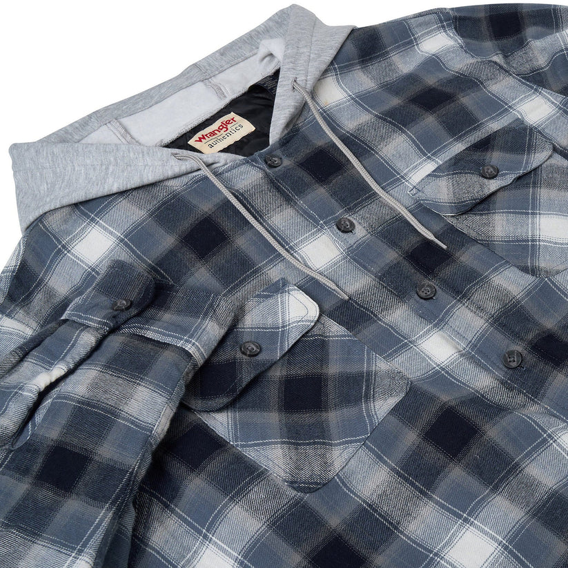 Wrangler Men's Hooded Padded Check Shirt Jacket | Shacket | S–3XL - QHA UK
