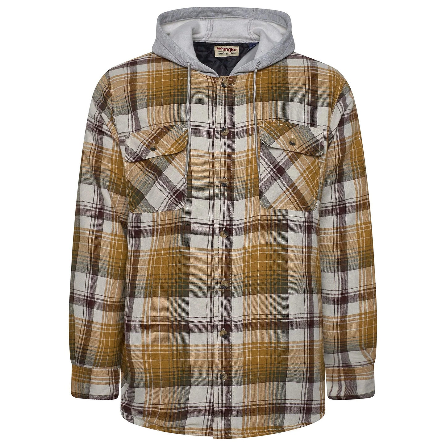 Wrangler Men's Hooded Padded Check Shirt Jacket | Shacket | S–3XL - QHA UK