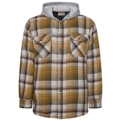 Wrangler Men's Hooded Padded Check Shirt Jacket | Shacket | S–3XL - QHA UK