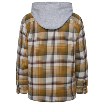 Wrangler Men's Hooded Padded Check Shirt Jacket | Shacket | S–3XL - QHA UK