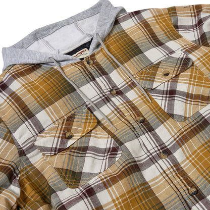 Wrangler Men's Hooded Padded Check Shirt Jacket | Shacket | S–3XL - QHA UK