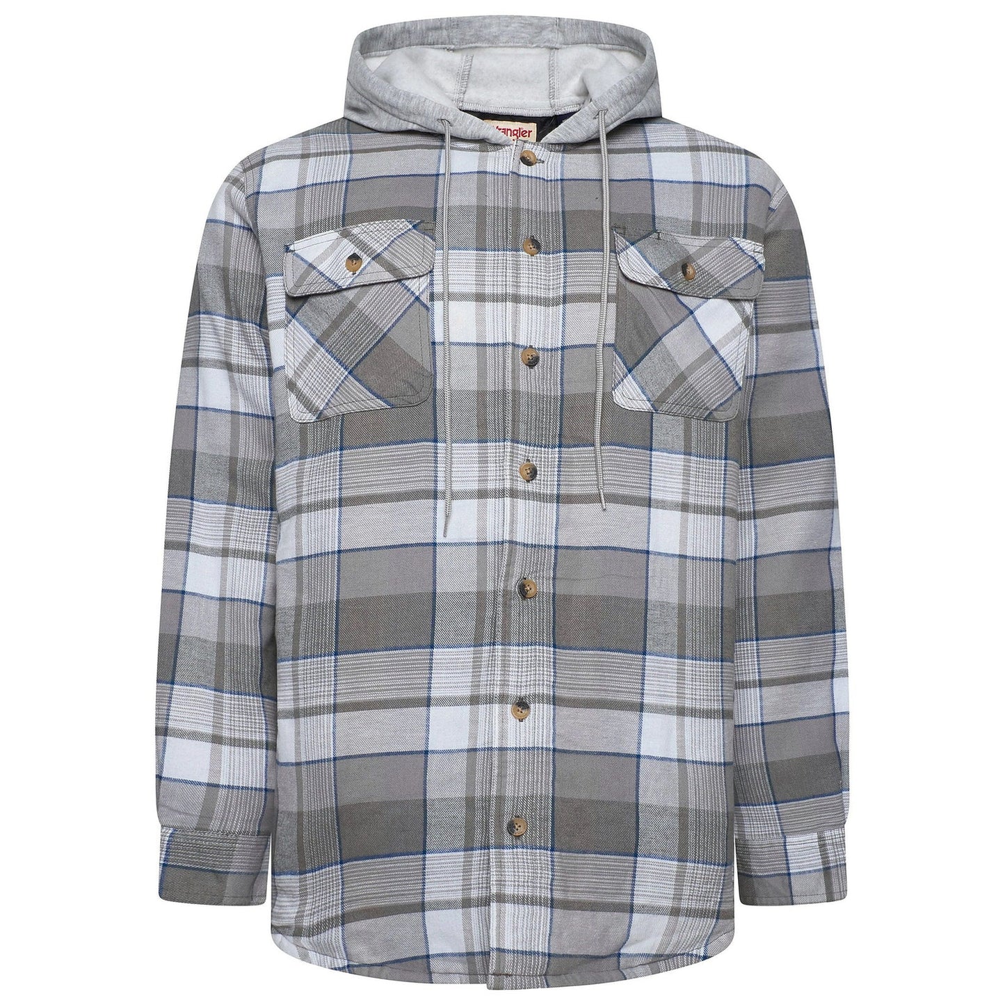 Wrangler Men's Hooded Padded Check Shirt Jacket | Shacket | S–3XL - QHA UK