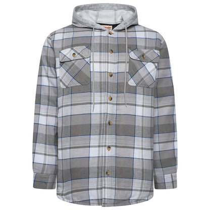 Wrangler Men's Hooded Padded Check Shirt Jacket | Shacket | S–3XL - QHA UK