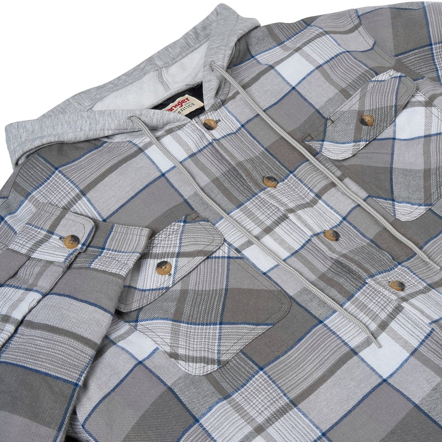 Wrangler Men's Hooded Padded Check Shirt Jacket | Shacket | S–3XL - QHA UK