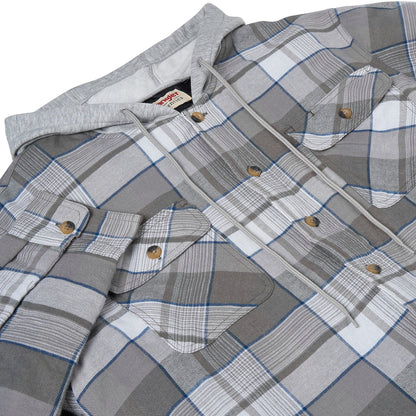 Wrangler Men's Hooded Padded Check Shirt Jacket | Shacket | S–3XL - QHA UK