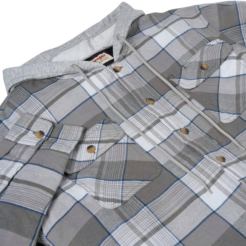 Wrangler Men's Hooded Padded Check Shirt Jacket | Shacket | S–3XL - QHA UK